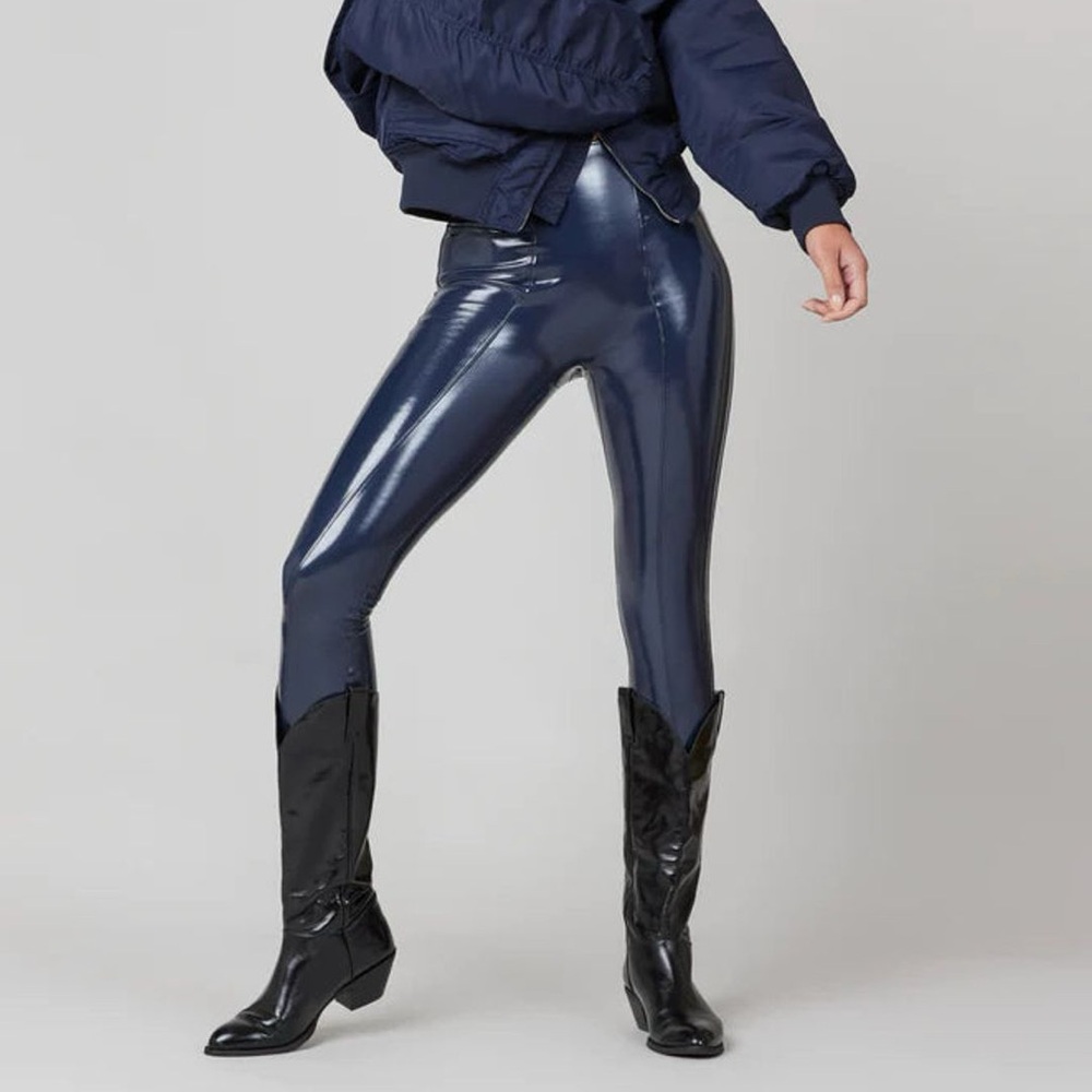 New Spanx Faux Patent Leather Legging Port Navy